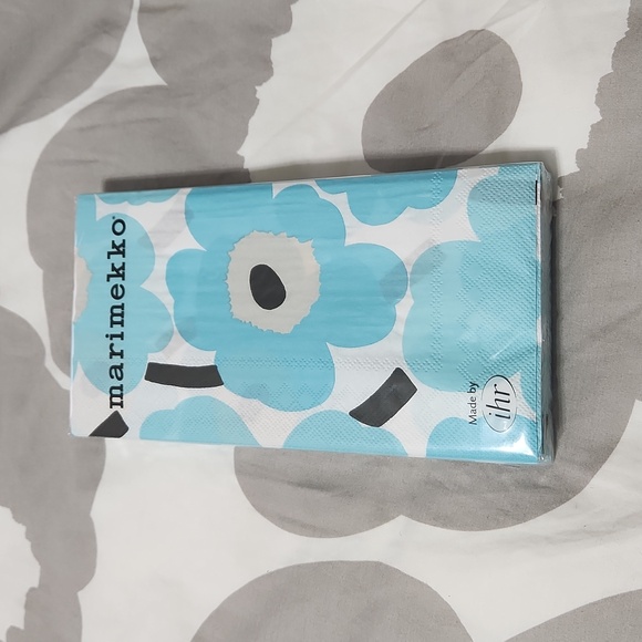 Marimekko Unikko Turquoise black Buffet paper Napkins - Picture 3 of 7